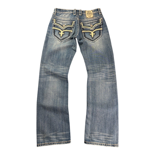 Vintage Rock Revival Washed Denim Richie Straight (32)