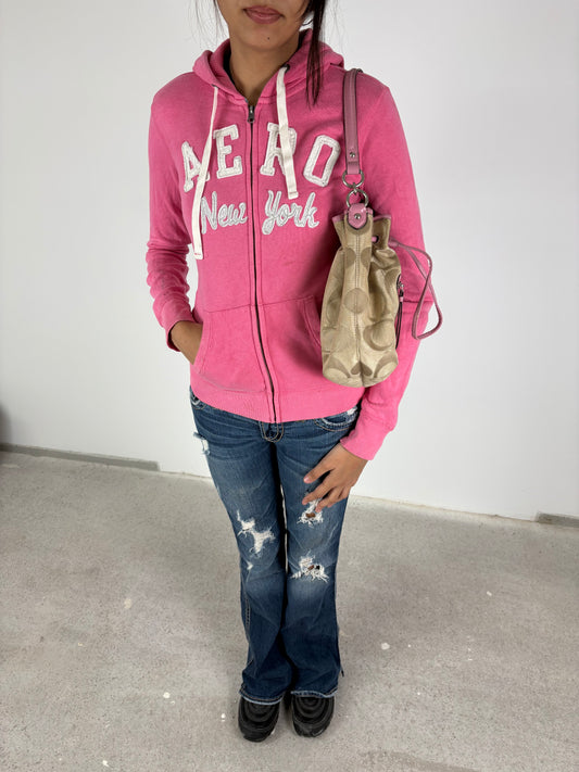 Super Cute 2000s Aeropostale Pink Embroidered Zipper (S)