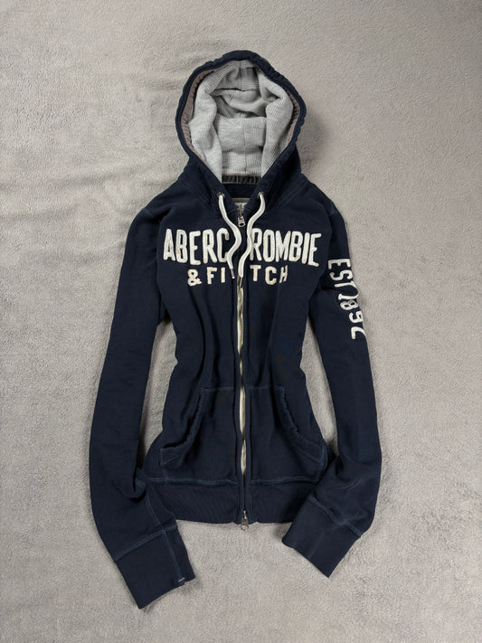 2000s Navy Blue Abercrombie & Fitch Embroidered Zipper (L)