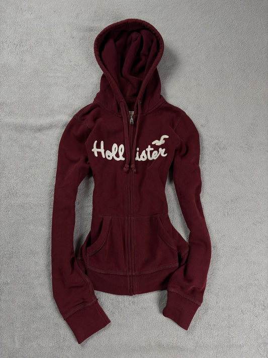 Vintage Burgundy Hollister Embroidered Zipper (S)