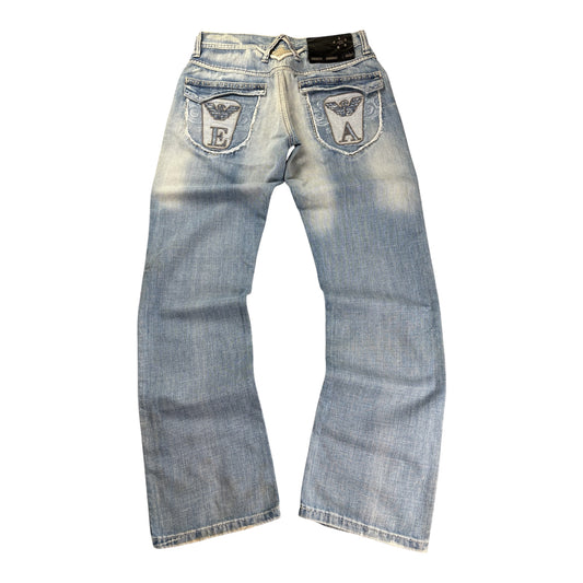 *SUPER RARE* 2005 Giorgio Armani Backprint Washed Jeans Straight (32)