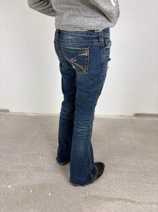 Very Rare Early 2000s Silver Lowrise Jeans Flared (S)