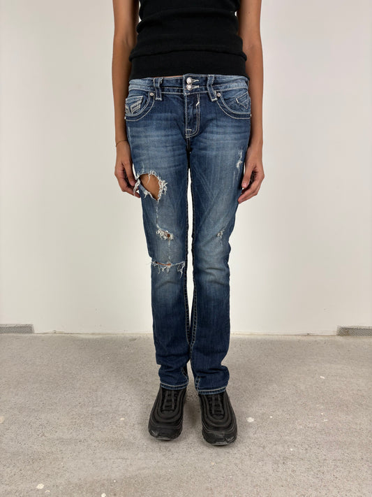 Vintage Y2K Vigoss Lowrise Jeans Boot/Straight with Rhinestones (36/S)