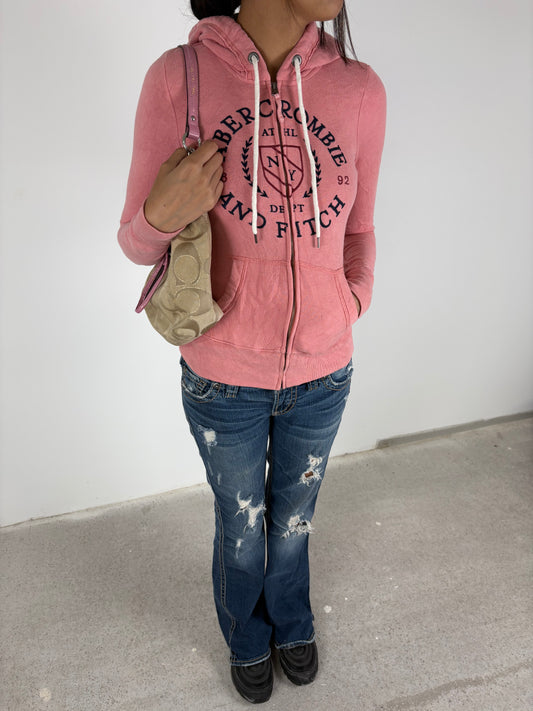 Early 2000s Abercrombie & Fitch Pink Embroidered Zipper (XS)